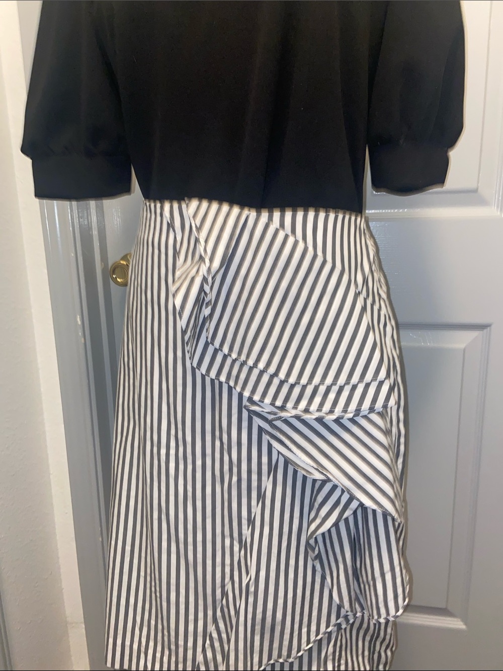 Banana Republic Black and White Striped Pencil Skirt with Ruffle - Picture 2 of 6